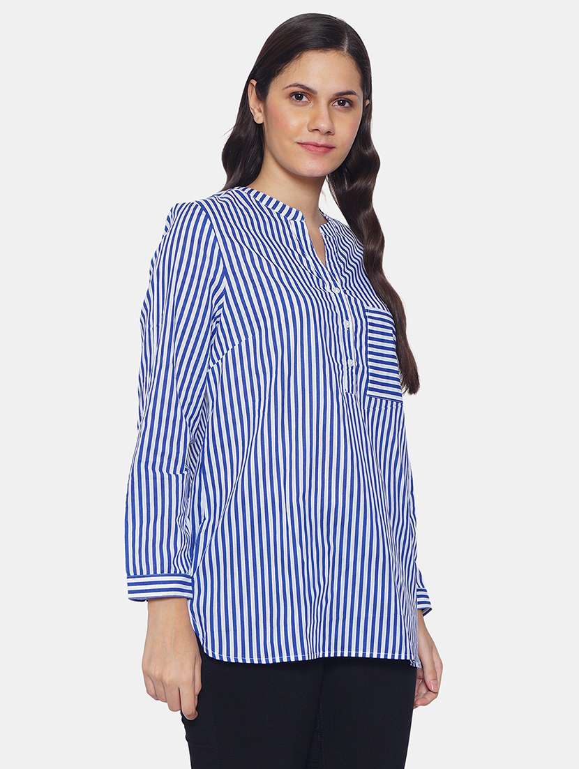 women's straight mandarin neck top - 19298276 -  Standard Image - 1