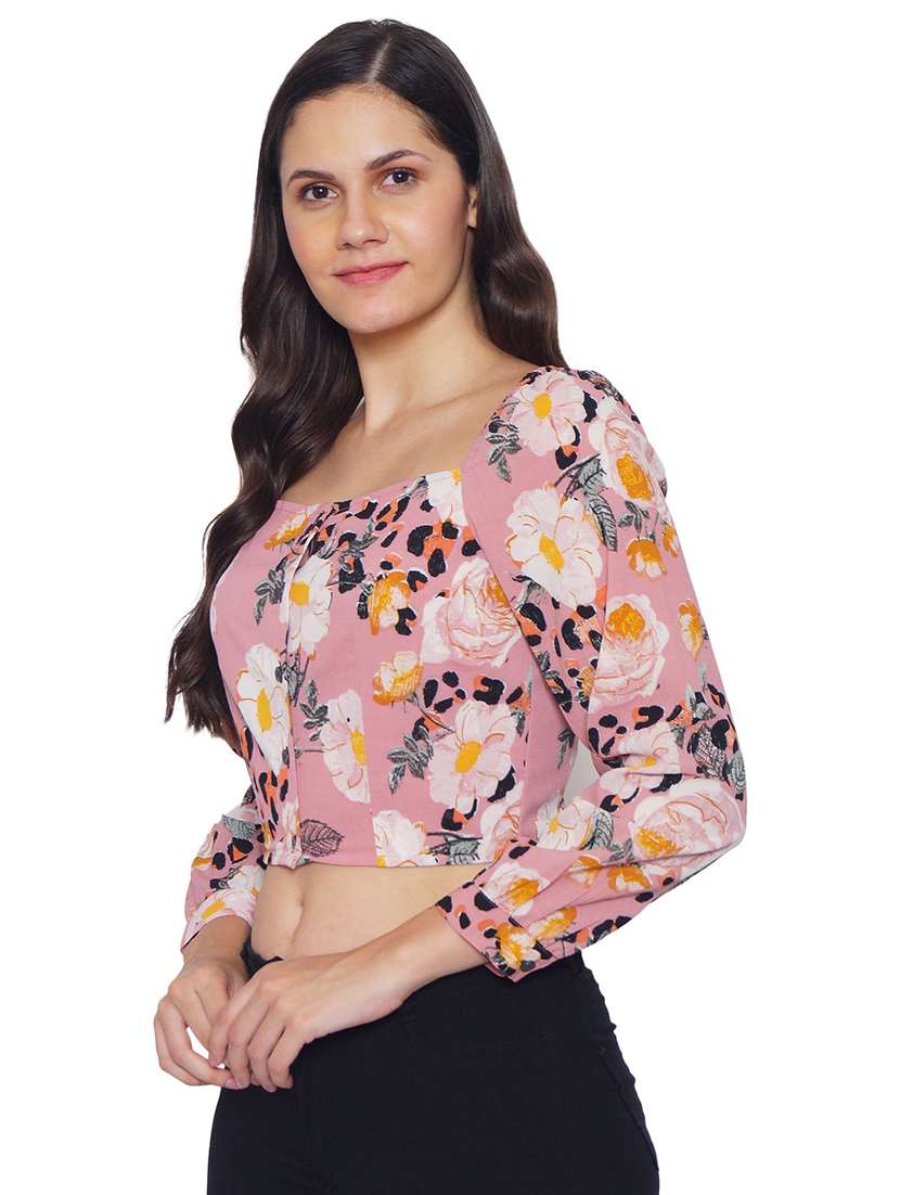 women's crop round neck top - 19298440 -  Standard Image - 1
