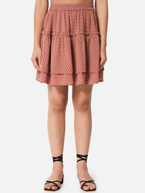 peach self cdesigned layered skirt - 19298635 - Standard Image - 0