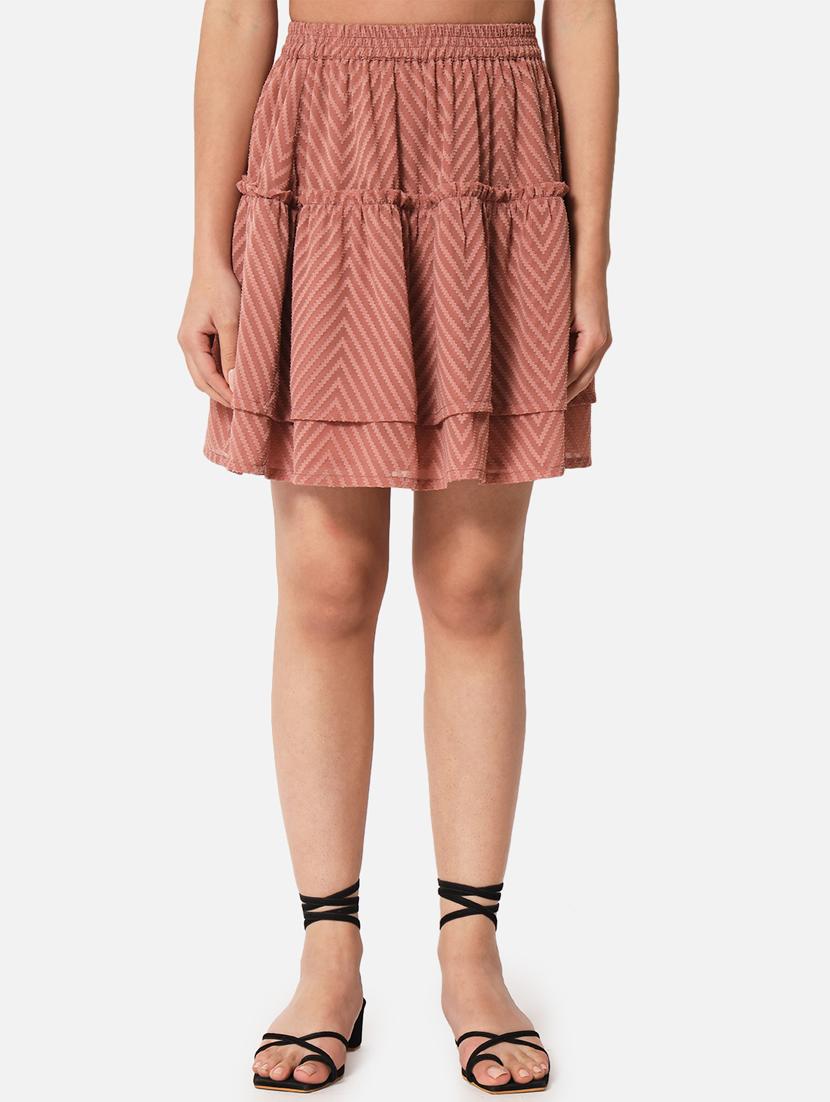 peach self cdesigned layered skirt - 19298635 - Zoom Image - 0