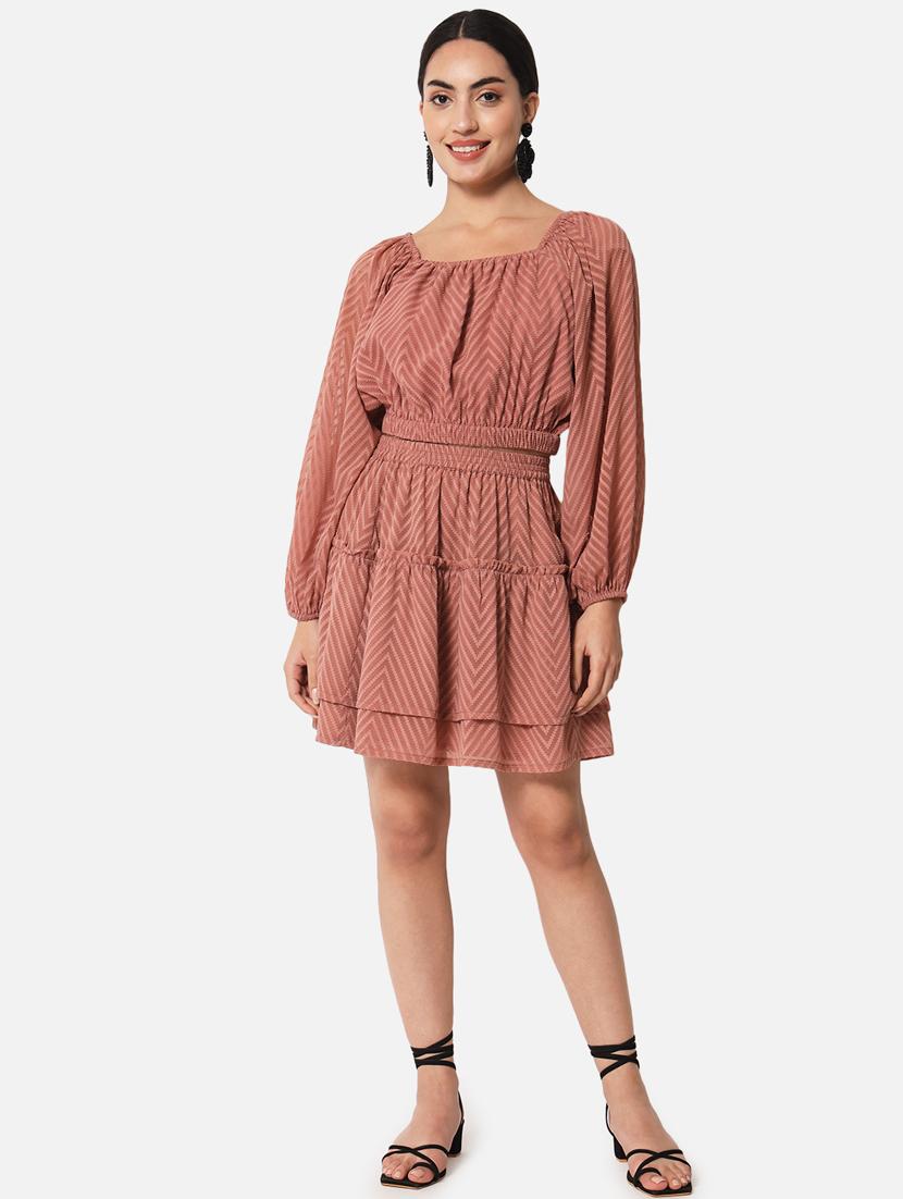 peach self cdesigned layered skirt - 19298635 - Standard Image - 4