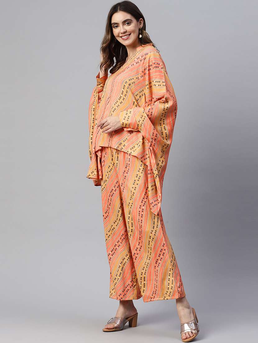 orange printed top and palazzos set set - 19298810 -  Standard Image - 1