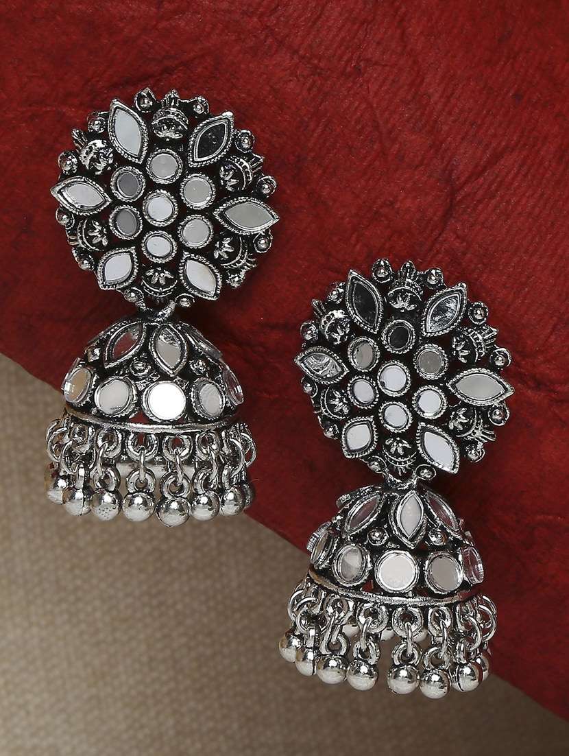 silver metal jhumka earring