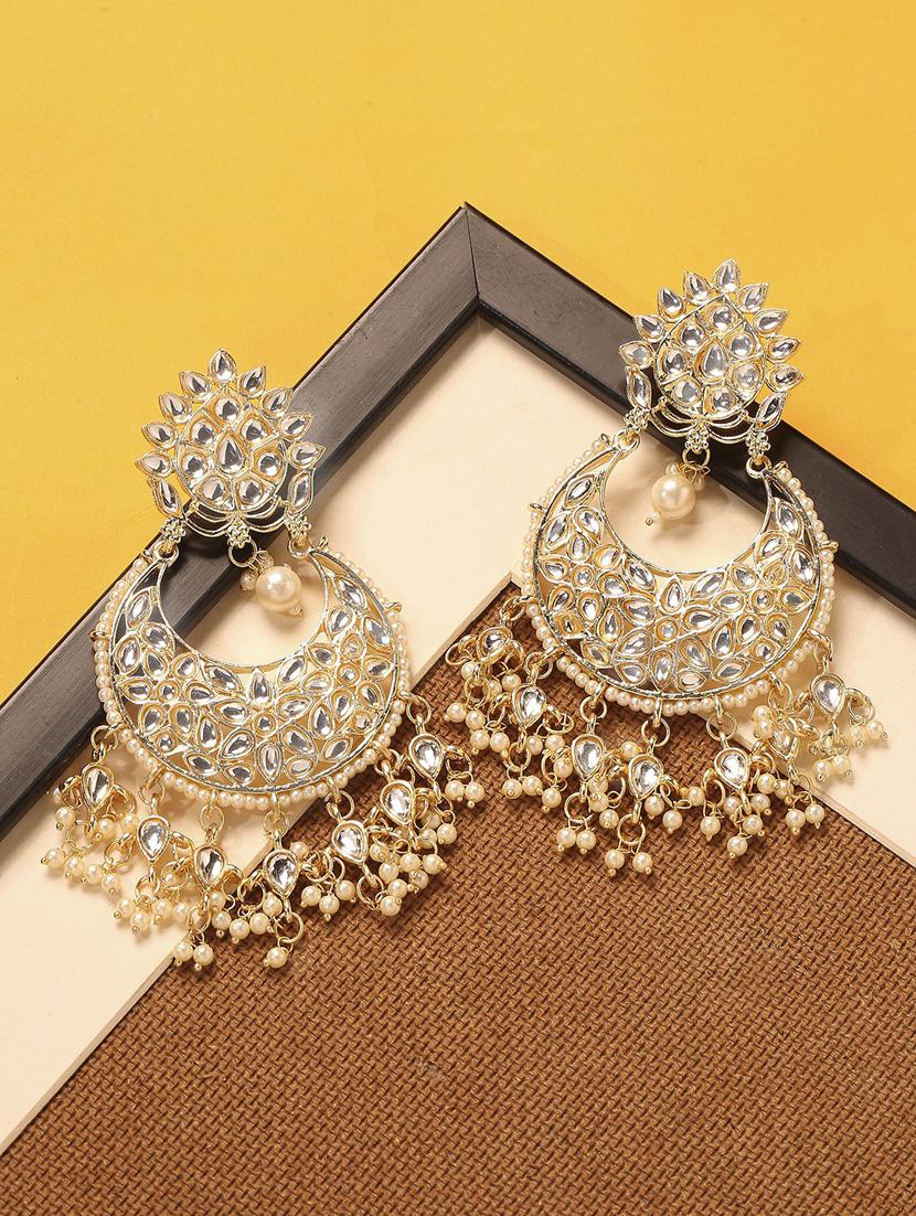 gold plated metal chandballi earring