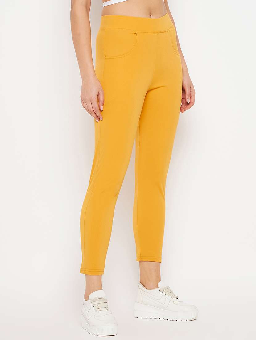yellow solid jegging - 19300088 - Standard Image - 1