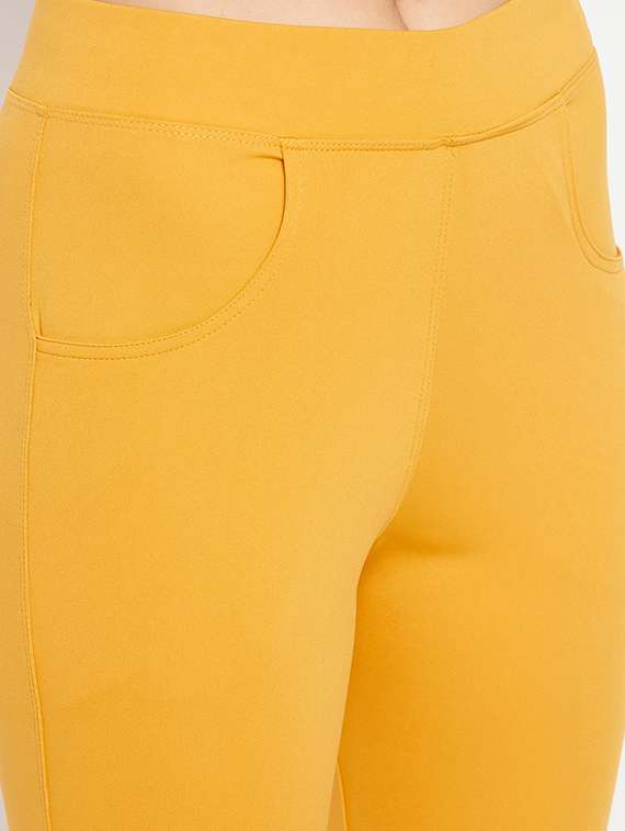 yellow solid jegging - 19300088 - Standard Image - 4