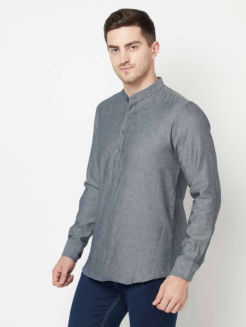 grey cotton short kurta - 19300359 -  Standard Image - 1