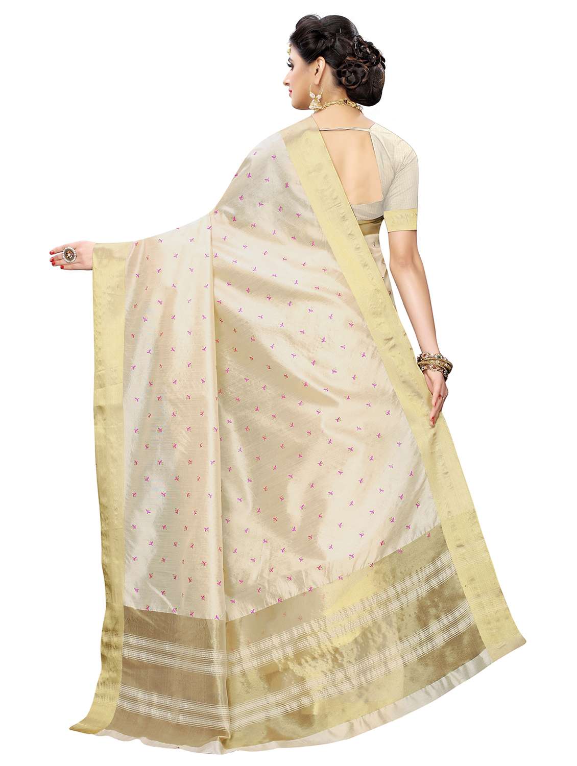 beige printed saree with blouse - 19300636 -  Standard Image - 1