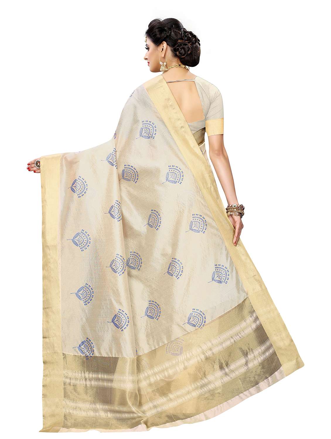 beige self design saree - 19300641 -  Standard Image - 1