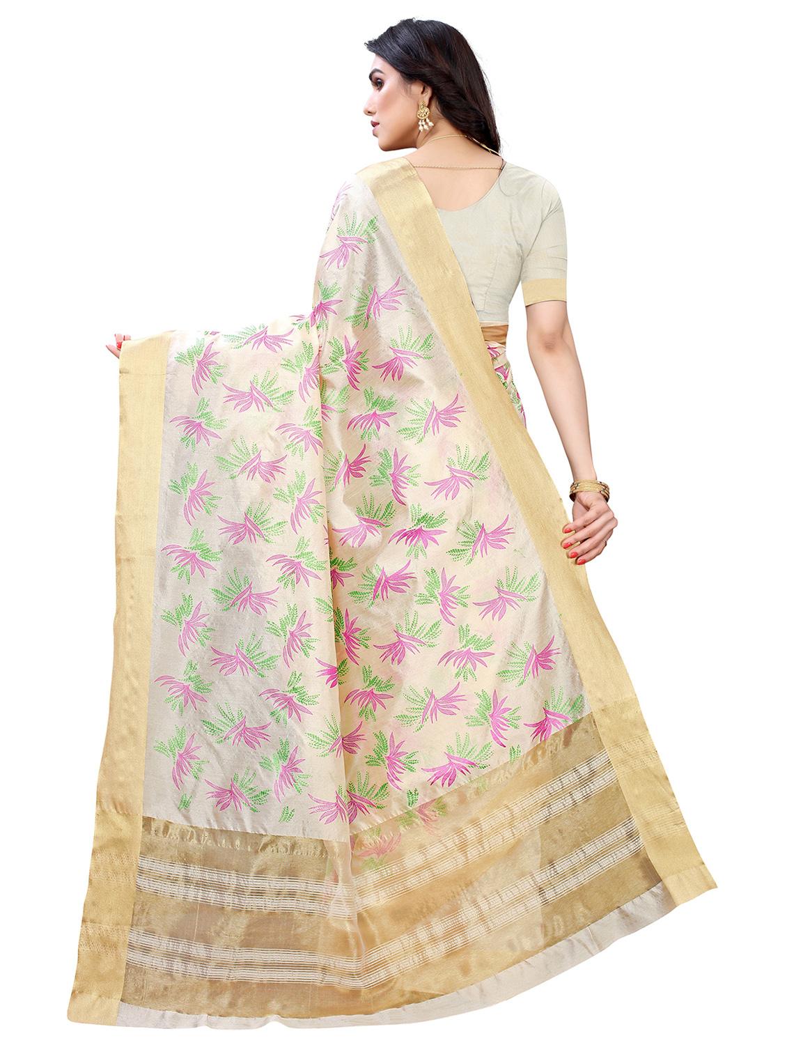 beige printed saree with blouse - 19300644 -  Standard Image - 1