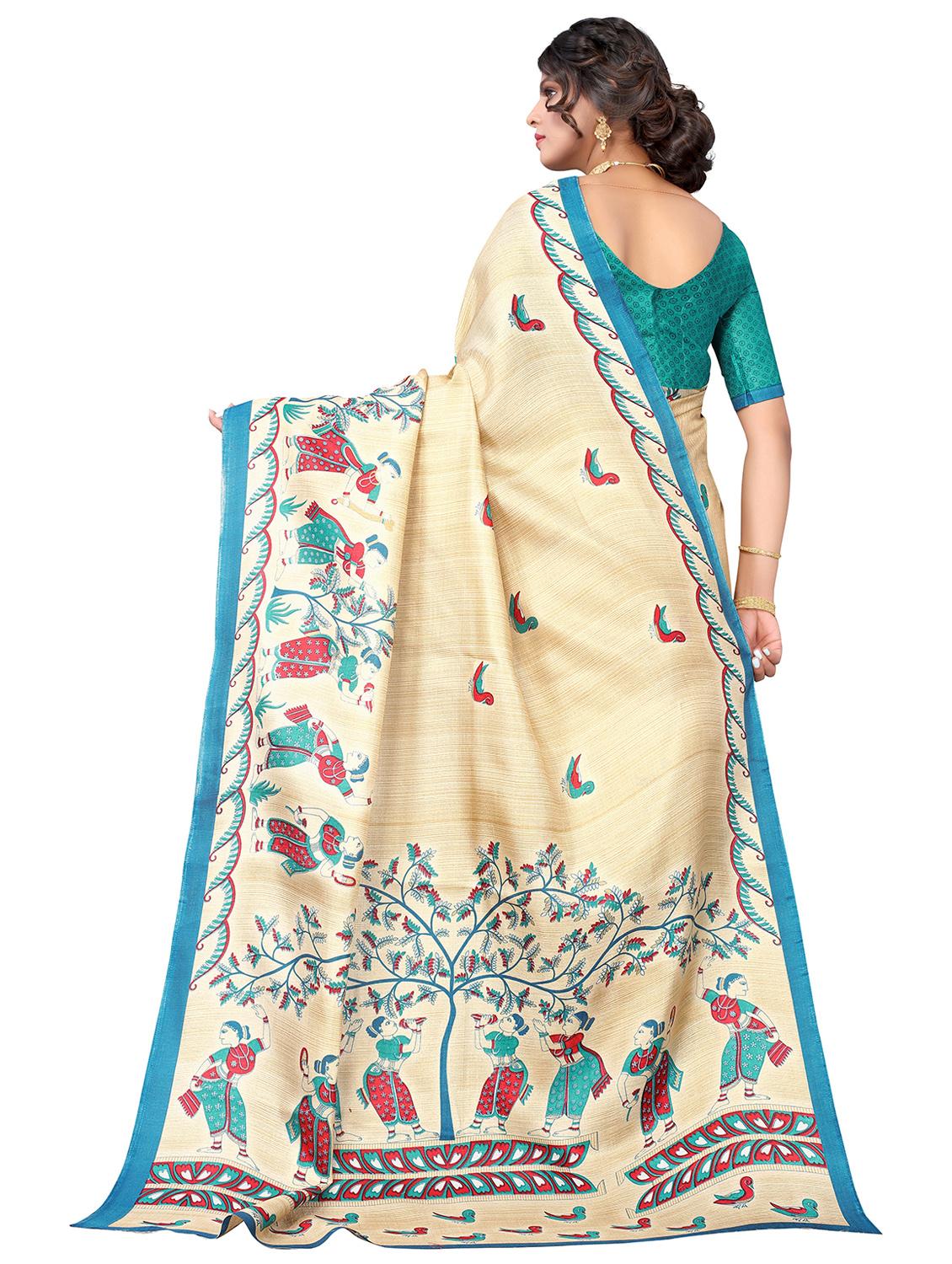 beige printed saree - 19300811 -  Standard Image - 1