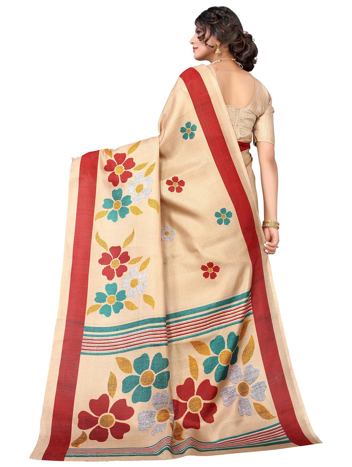beige printed saree - 19300834 -  Standard Image - 1