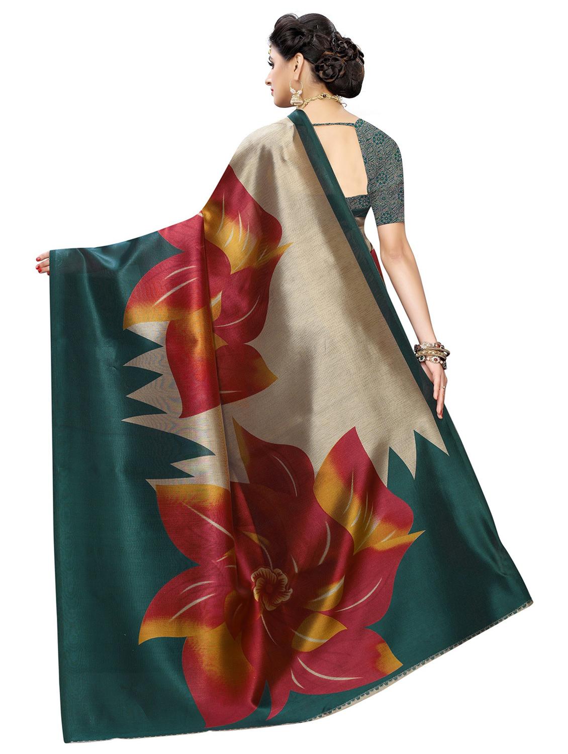 green printed saree with blouse - 19300859 -  Standard Image - 1