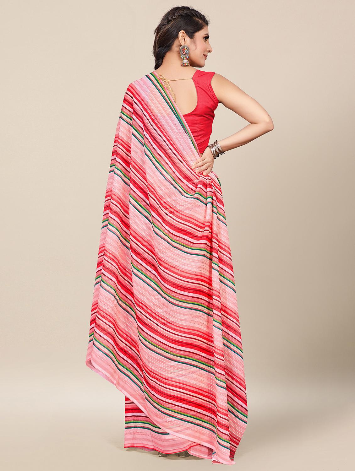 multicolor striped saree with blouse - 19300882 - Standard Image - 1