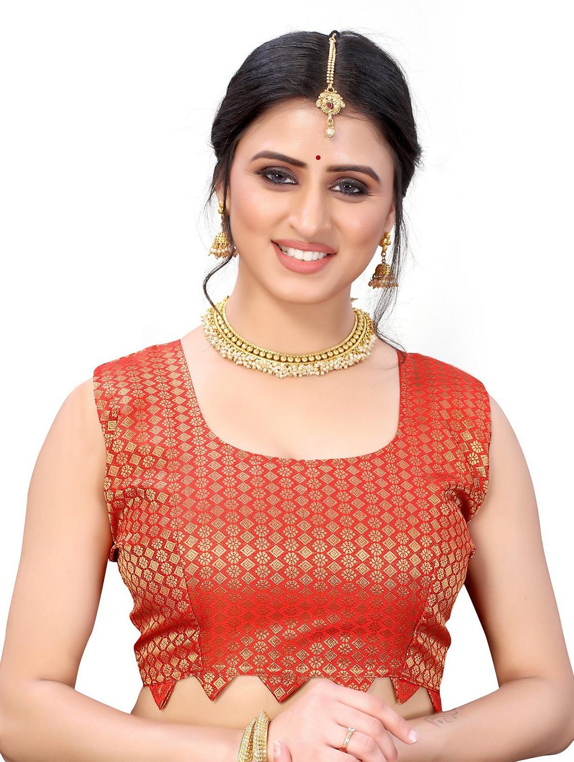 contrast bordered woven saree with blouse - 19301149 -  Standard Image - 1