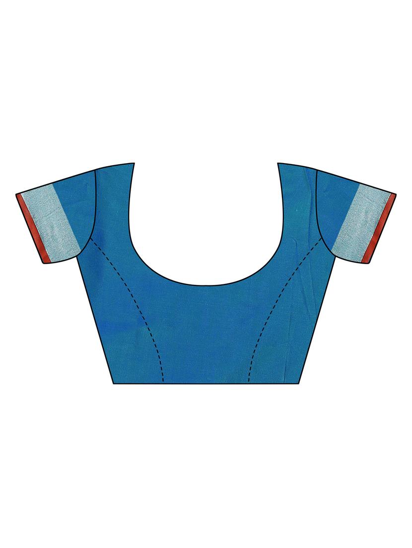 contrast bordered woven saree with blouse - 19301169 - Standard Image - 1