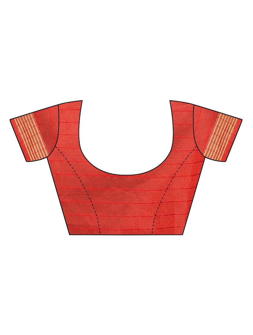 contrast bordered woven saree with blouse - 19301194 -  Standard Image - 1