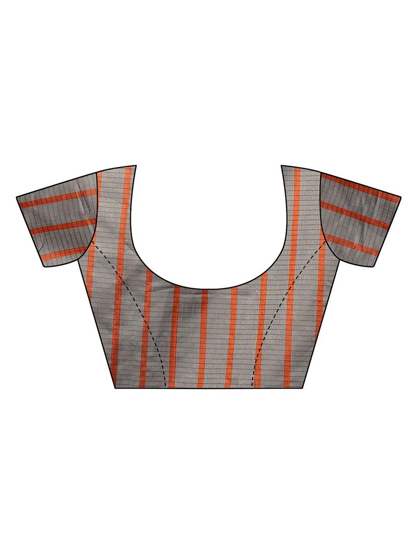 contrast bordered woven saree with blouse - 19301196 -  Standard Image - 1