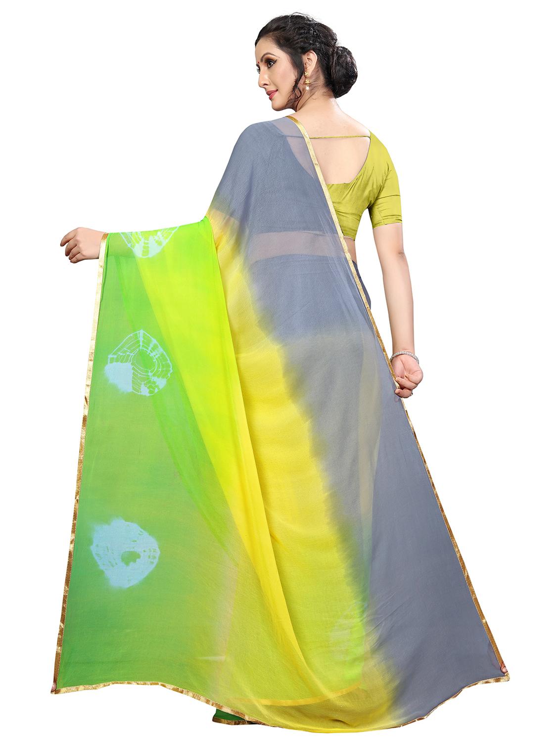 contrast bordered bandhni saree with blouse - 19301263 - Standard Image - 1