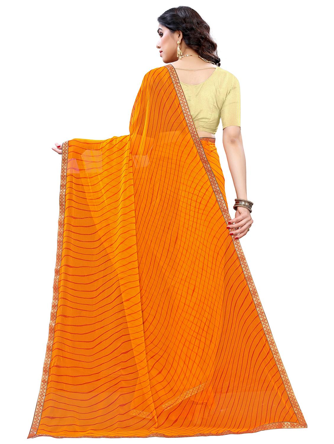 contrast bordered printed saree with blouse - 19301287 - Standard Image - 1