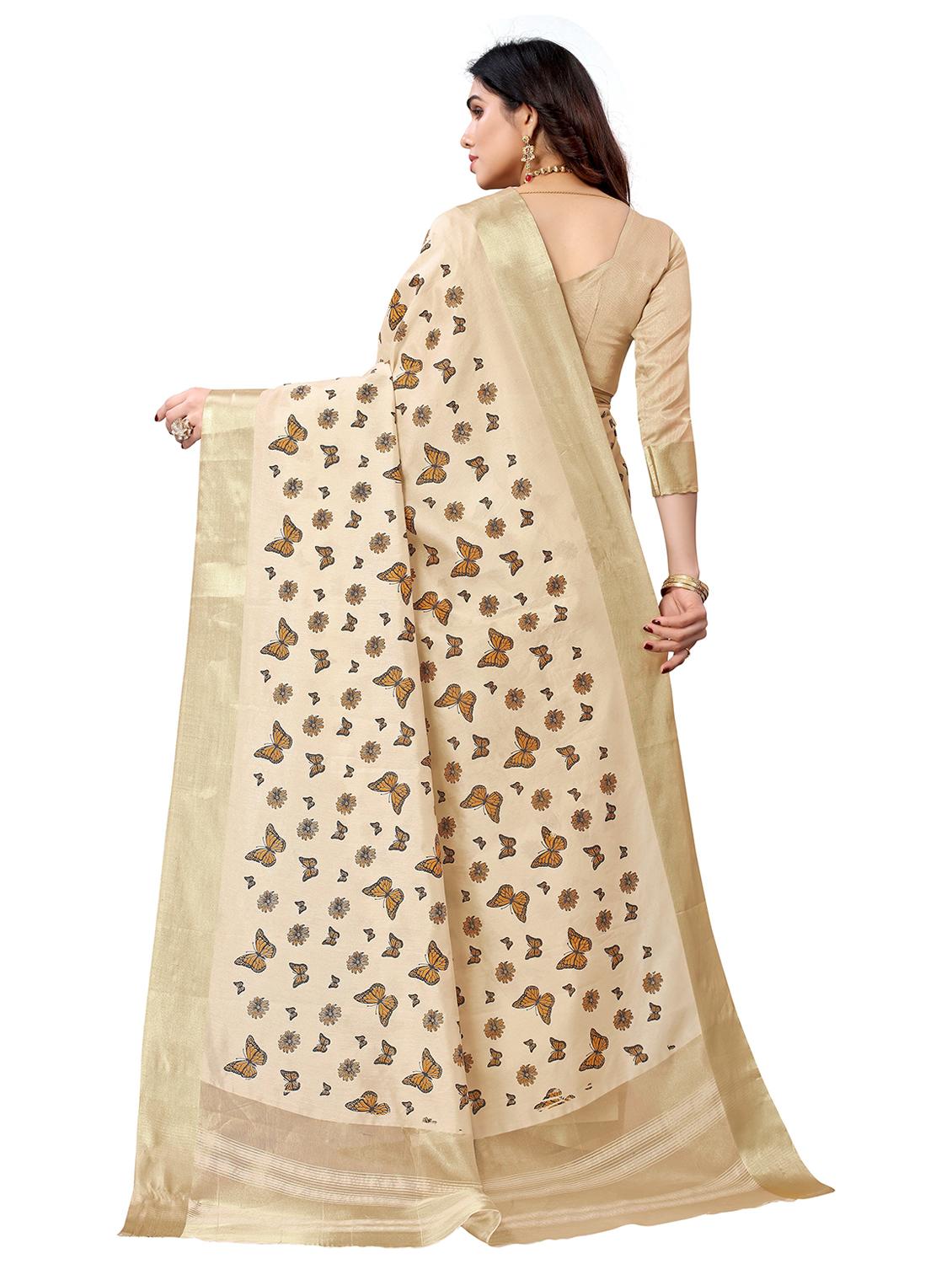 contrast bordered printed saree - 19301296 - Standard Image - 1