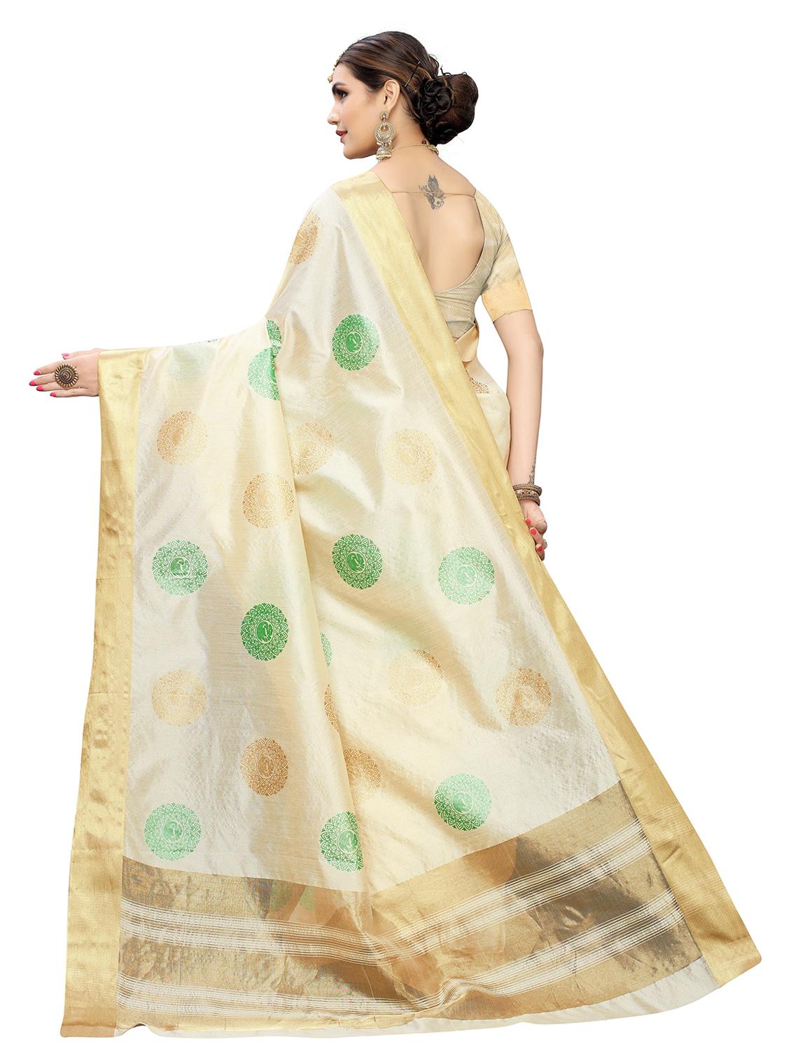 contrast bordered woven saree with blouse - 19301303 -  Standard Image - 1
