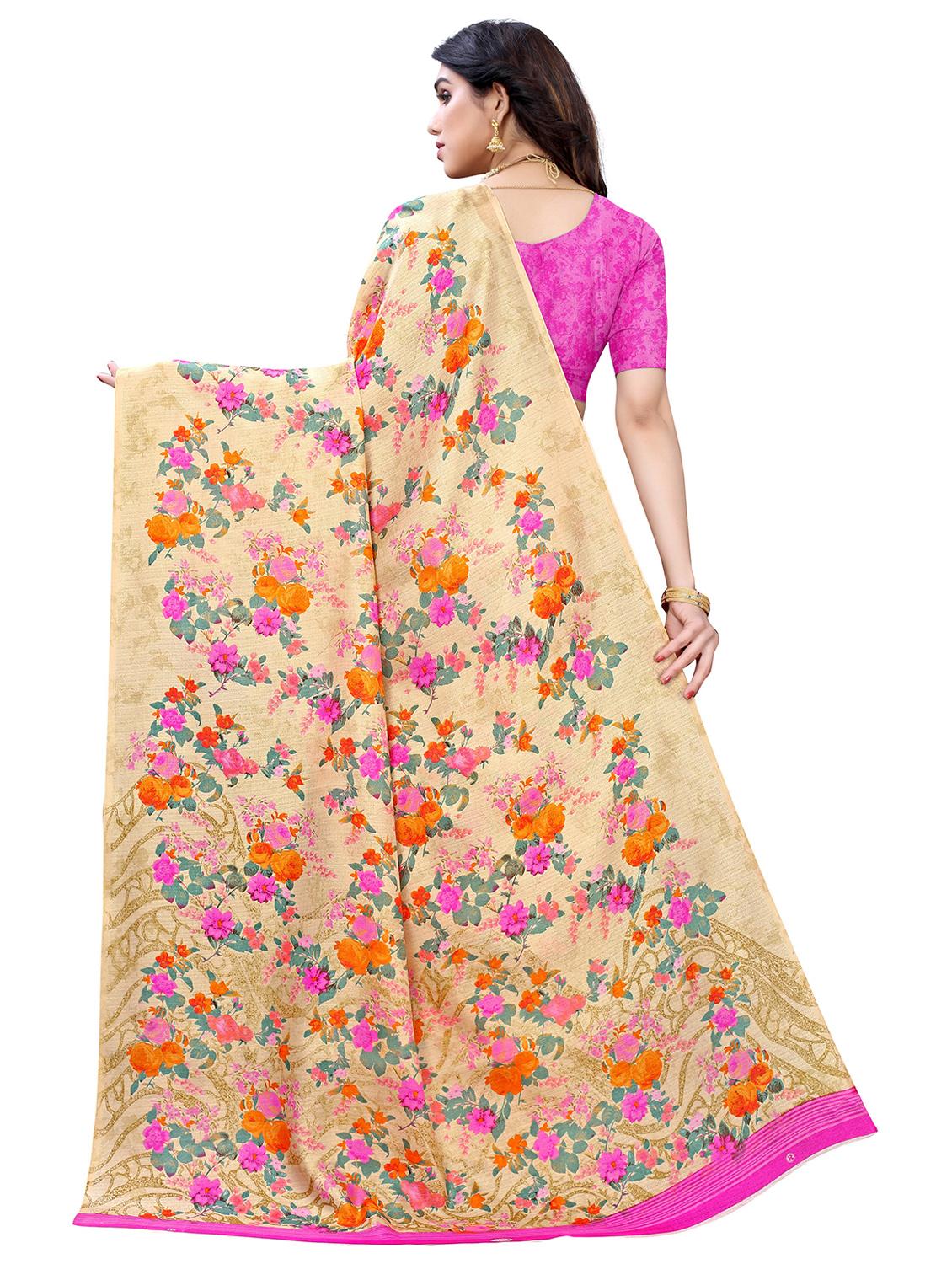 floral printed saree with blouse - 19301718 - Standard Image - 1
