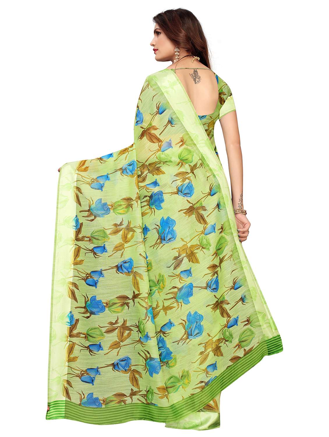 floral printed saree with blouse - 19301740 - Standard Image - 1