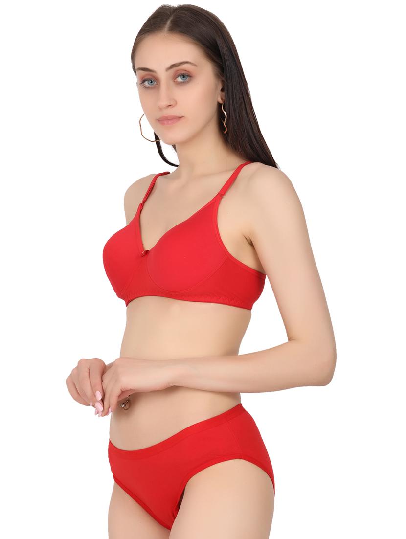 red cotton bra and panty set - 19302353 -  Standard Image - 1