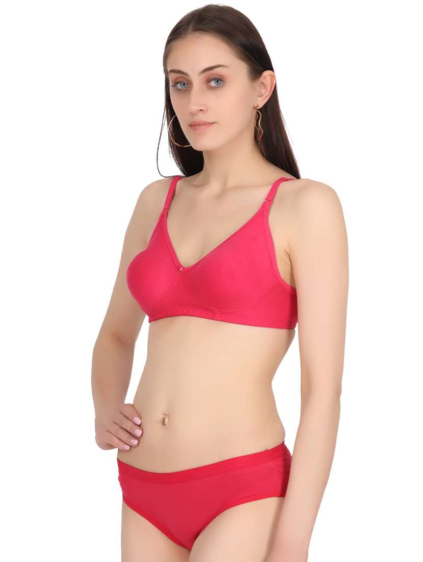 pink cotton bra and panty set - 19302359 -  Standard Image - 1