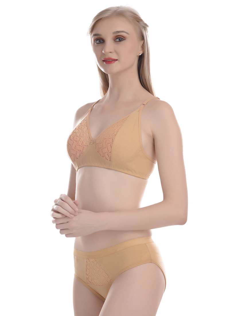beige cotton bra and panty set - 19302366 -  Standard Image - 1