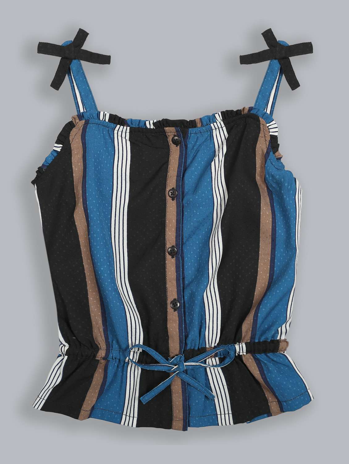 girls striped square neck twin set - 19302532 -  Standard Image - 1