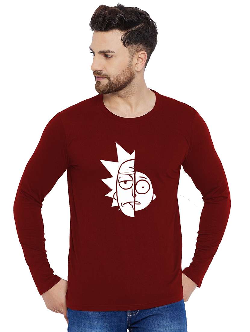 men front print long sleeves t-shirt