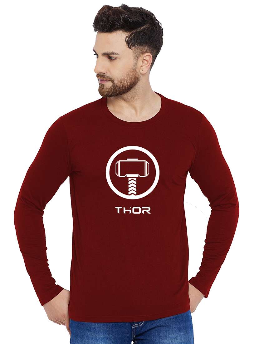 maroon printed regular t-shirt