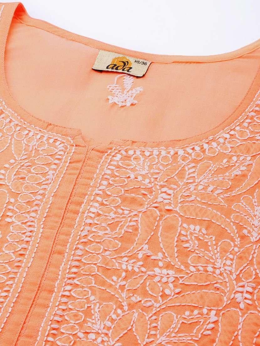 women's hand embroidered chikankari straight kurti - 19303406 -  Standard Image - 4