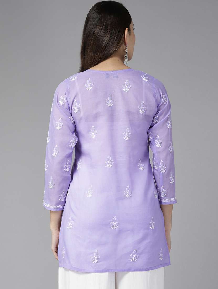 women's hand embroidered chikankari straight kurti - 19303408 -  Standard Image - 1