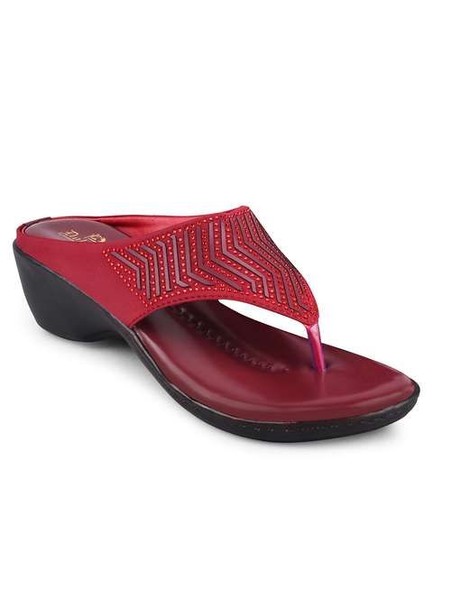 maroon t- strap wedge - 19303778 -  Standard Image - 0