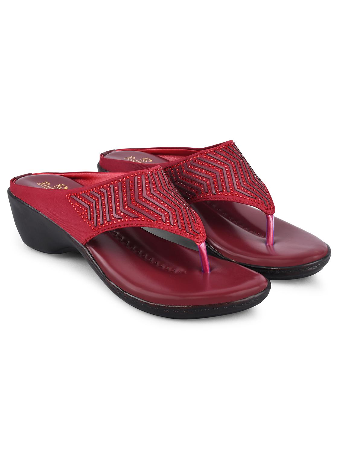 maroon t- strap wedge - 19303778 -  Standard Image - 1