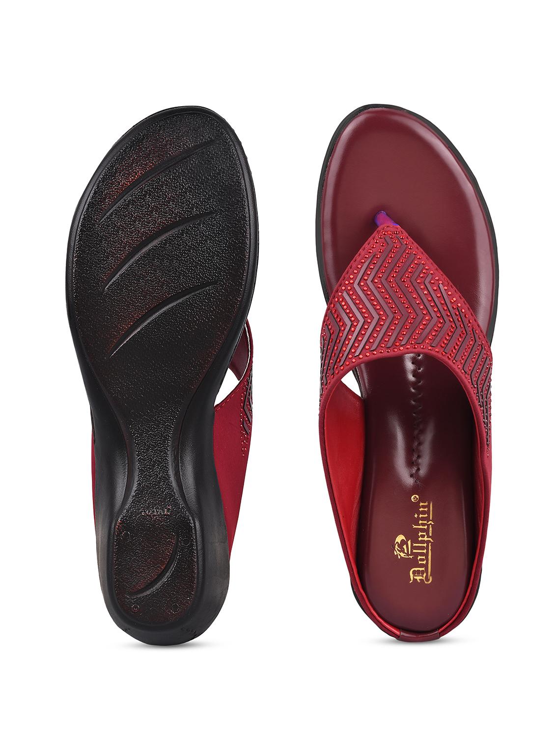 maroon t- strap wedge - 19303778 - Standard Image - 4