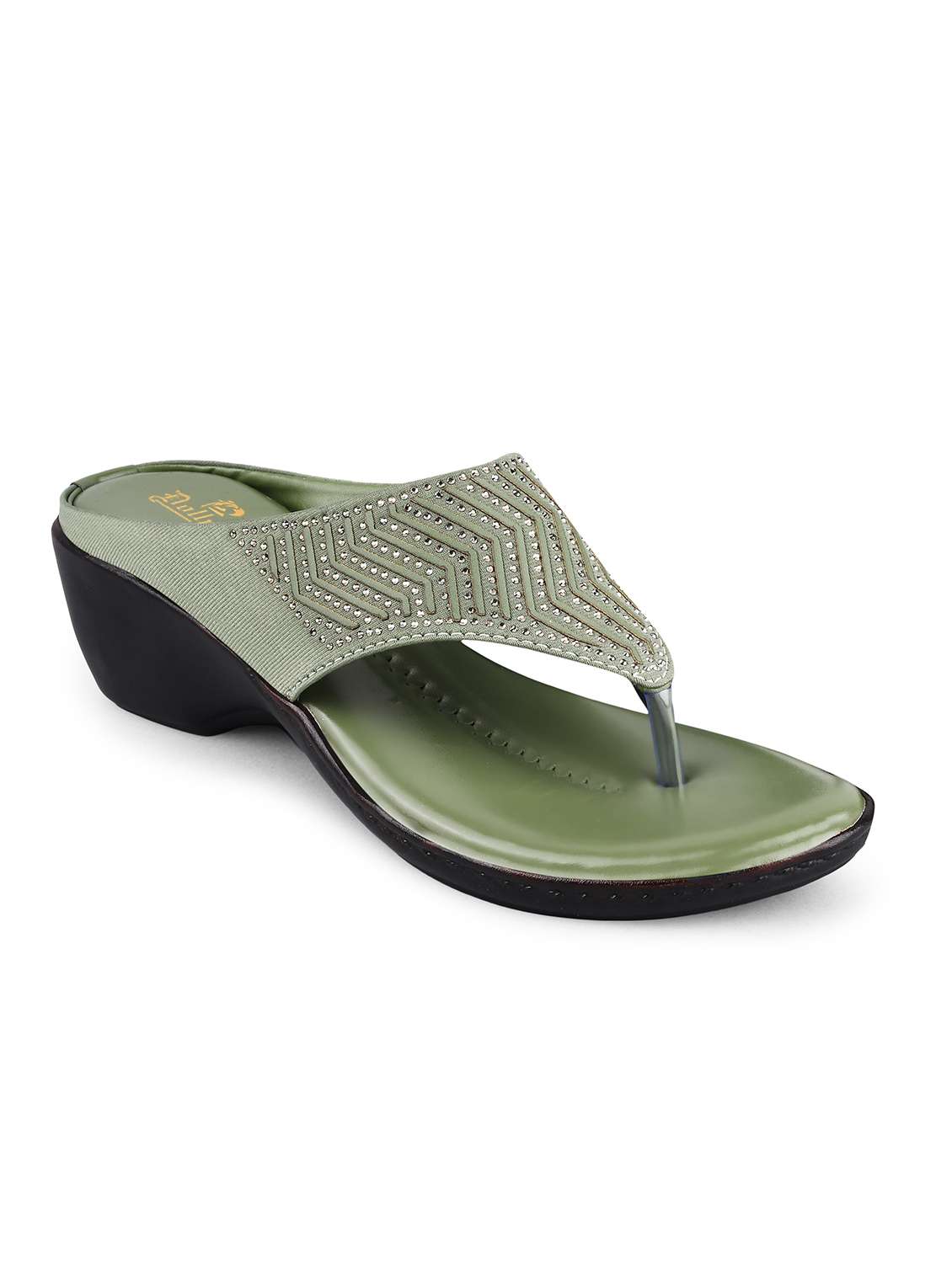 green t-strap wedge