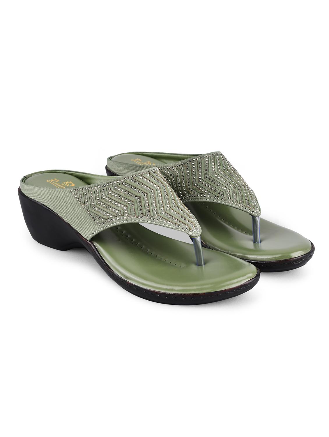 green t-strap wedge - 19303779 - Standard Image - 1