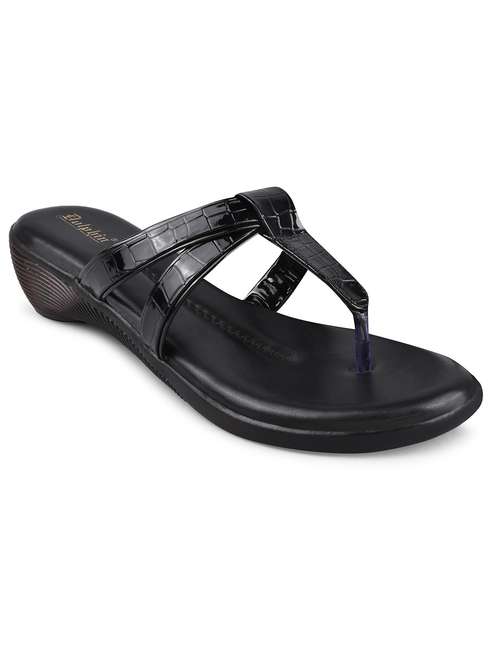 black pu slip on sandals - 19303795 - Standard Image - 0