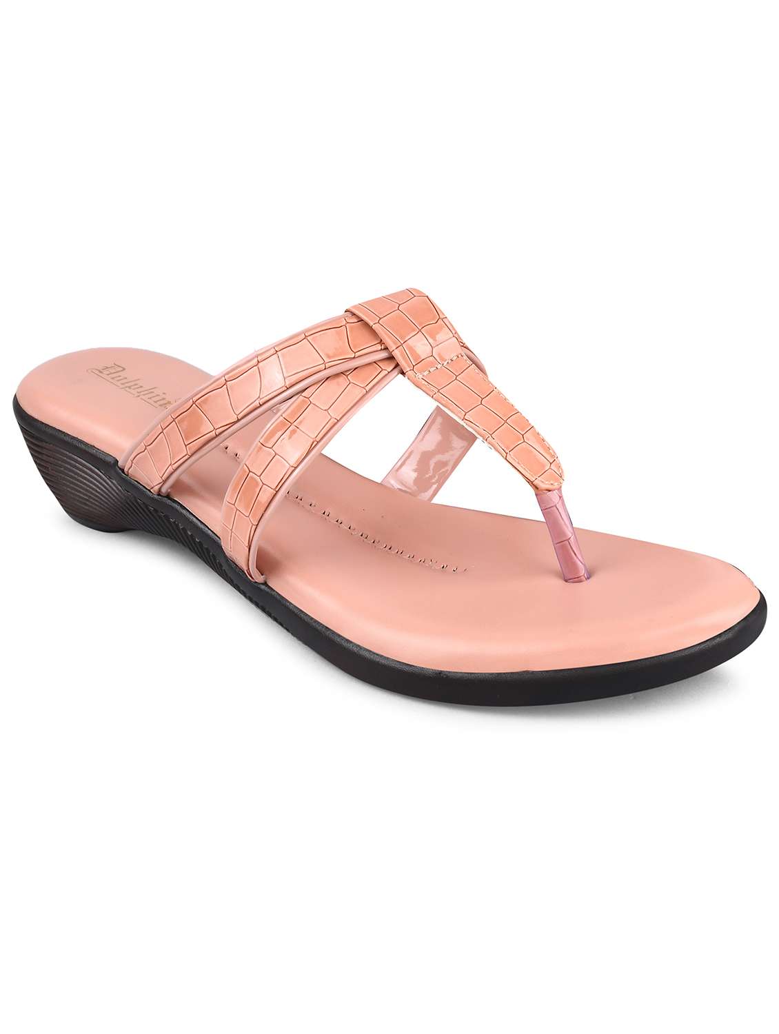 pink pu slip on sandals
