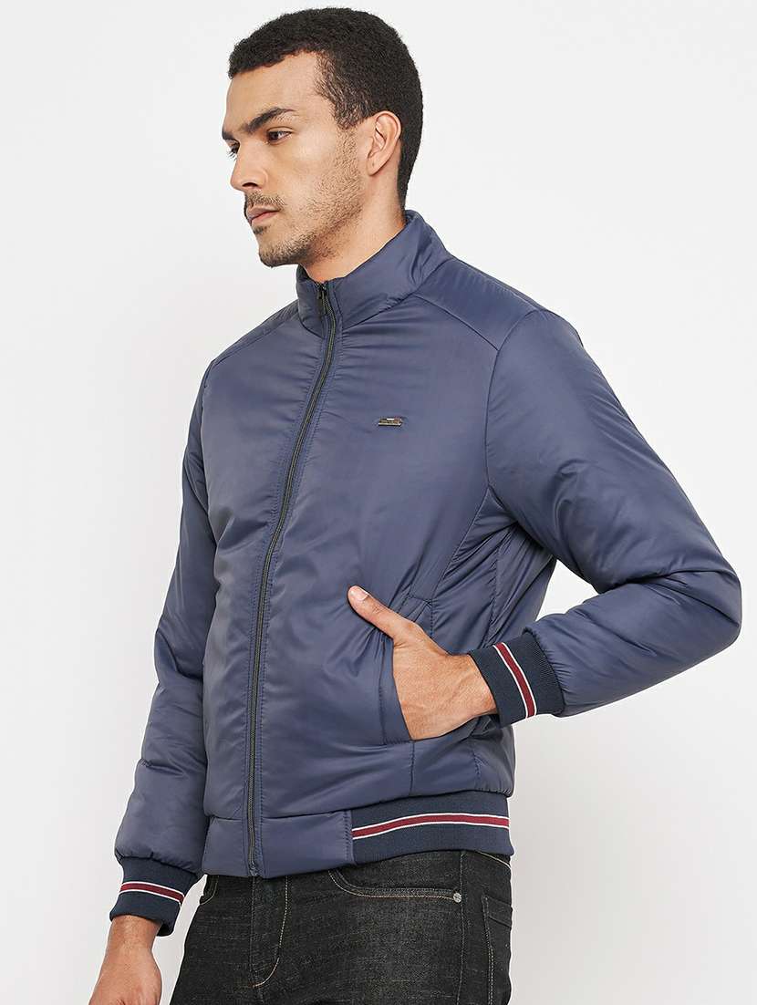 blue solid bomber jacket - 19303868 -  Standard Image - 1