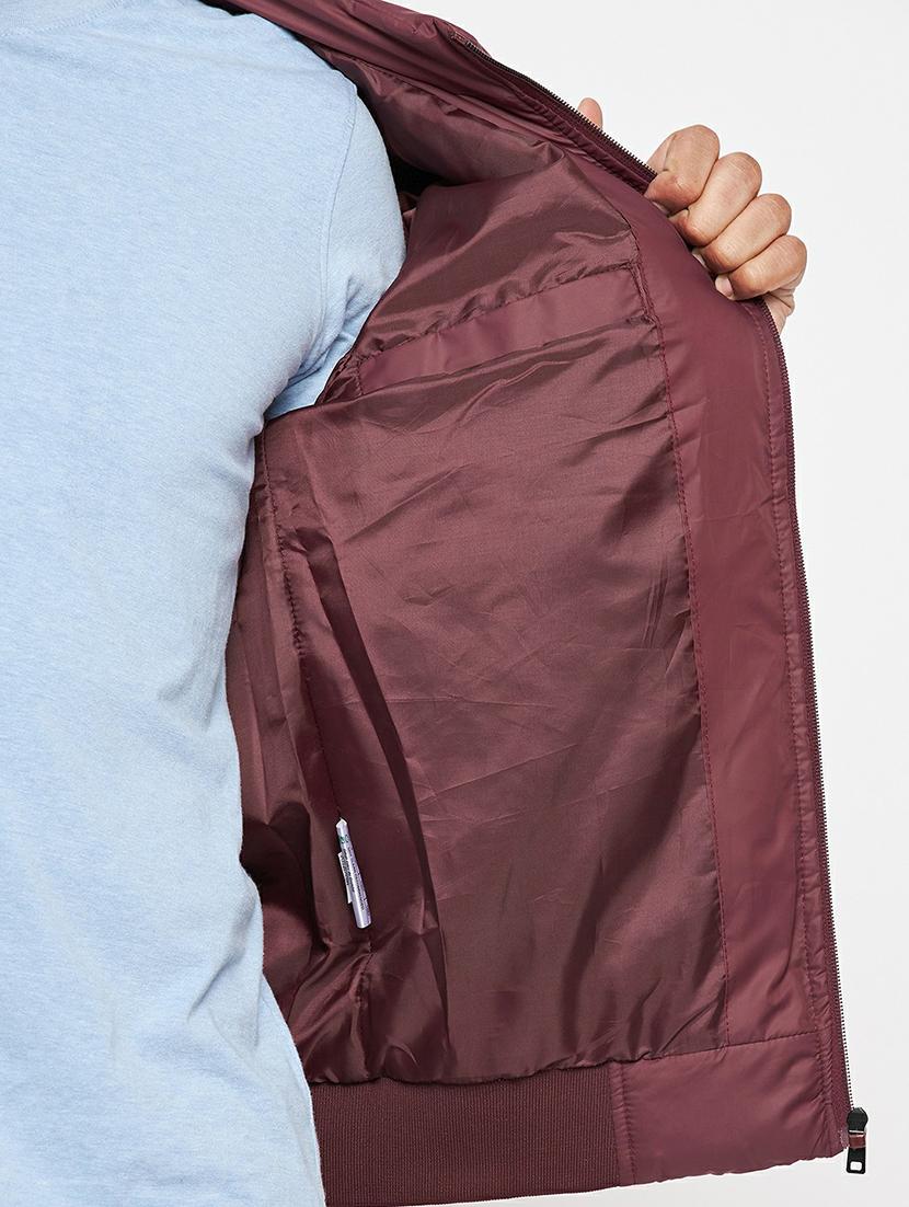 burgundy solid bomber jacket - 19303878 - Standard Image - 4