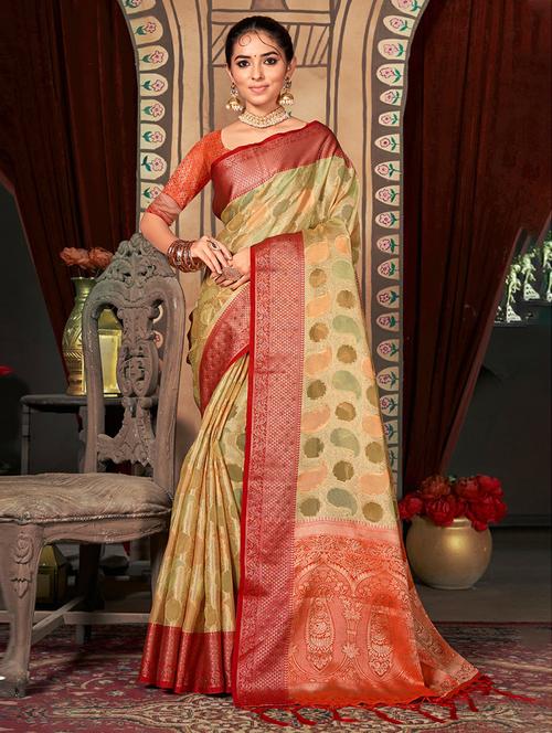 women's self design beige colored saree with blouse - 19303895 -  Standard Image - 0