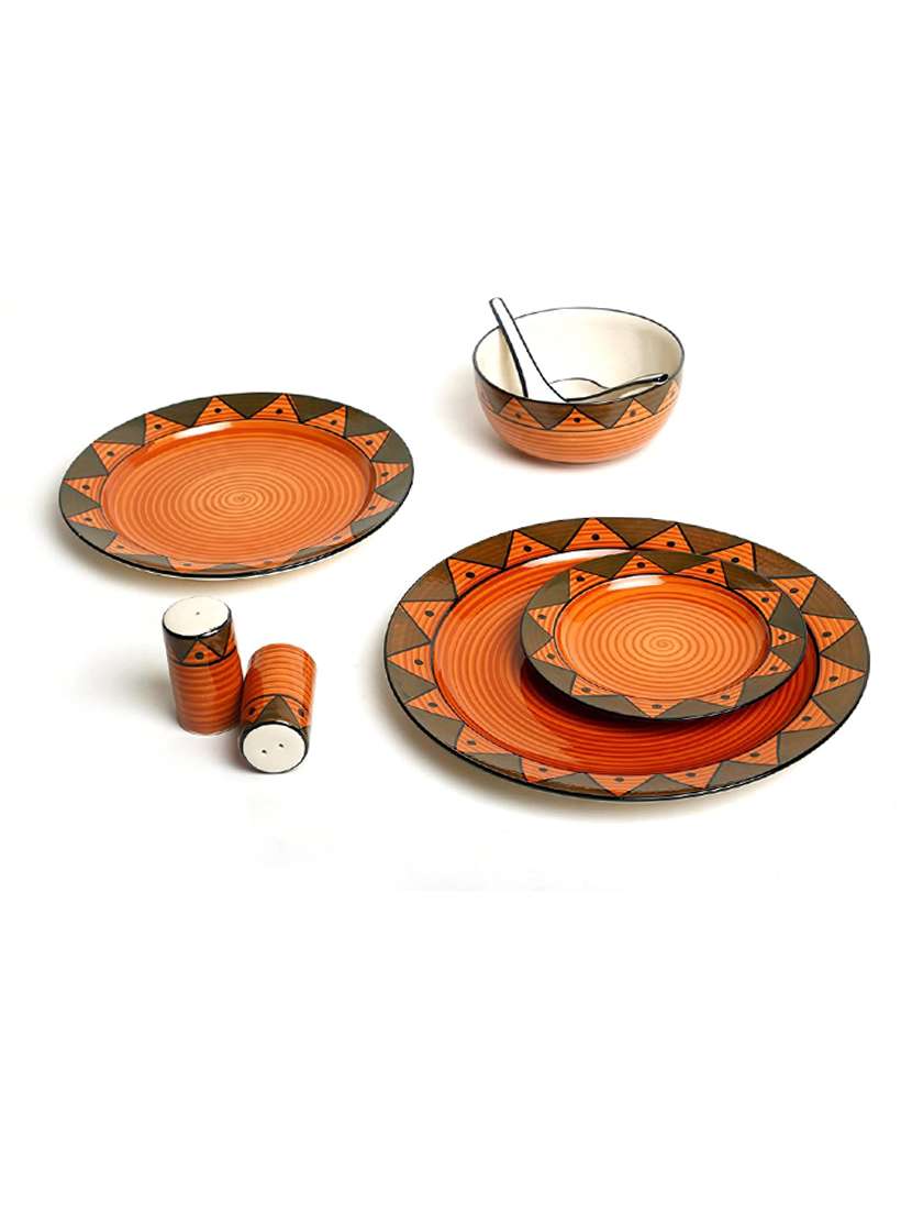 caffeine ceramic handmade brown soorya dinner set (37 pcs.) - 19304438 -  Standard Image - 1