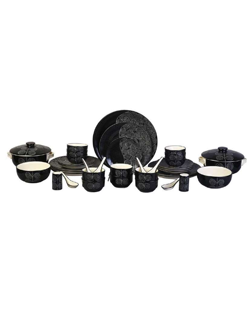 caffeine 37-piece stoneware dinner set (black)