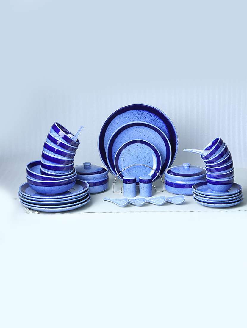 caffeine ceramic handmade blue crackle dinner set (37 pieces -) - 19304452 -  Standard Image - 1