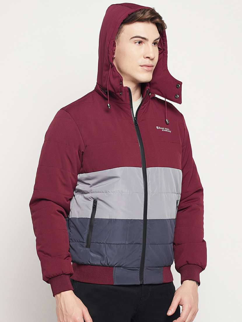 color blocked hooded bomber jacket - 19304645 -  Standard Image - 1